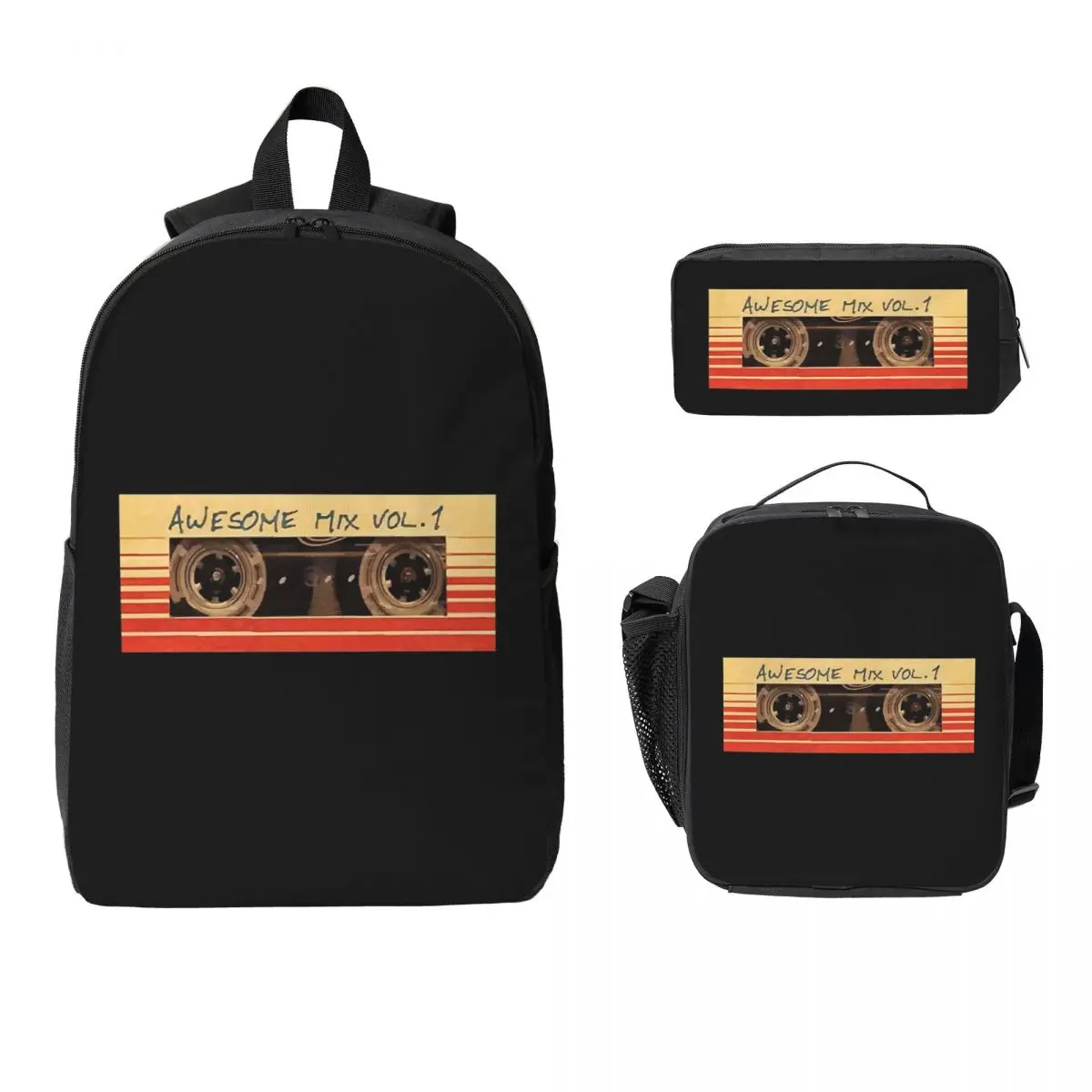 Awesome Mix Vol.1 Backpack Student Boys Girls BookBag School Bag Laptop Shoulder Bags 3ps Insulated Lunch Bag Pencil Case