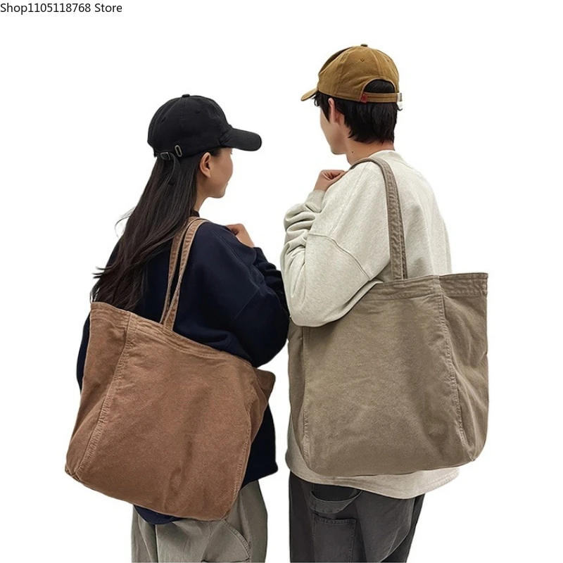 

Холщовые сумки на плечо большой емкости для женщин, модные однотонные сумки на молнии в стиле ретро, простые универсальные сумки-тоут в повседневном стиле