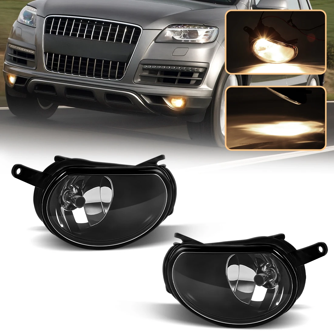 

2pcs Foglights For Audi Q7 2010 2011 2012 2013 2014 2015 Halogen Front Bumper Fog Lamp Driving Headlight 4L0941699 4L0941700