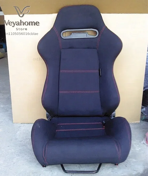 -Adjustable Cloth Black Fabric With Single Slider Upholstery Sports Racing Seat
