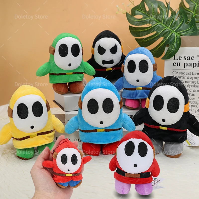 8 Styles Super Game Plush Kawaii Black Blue Yellow Shy Guy Angry Mask Man Stuffed Animal Small Shy Gug Keychain Birthday Gift