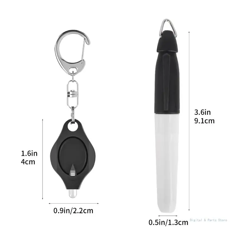 M17F 12-teiliges Mini-LED-Schlüsselanhänger-Taschenlampen- und Mini-Permanentmarker-Set für Camping