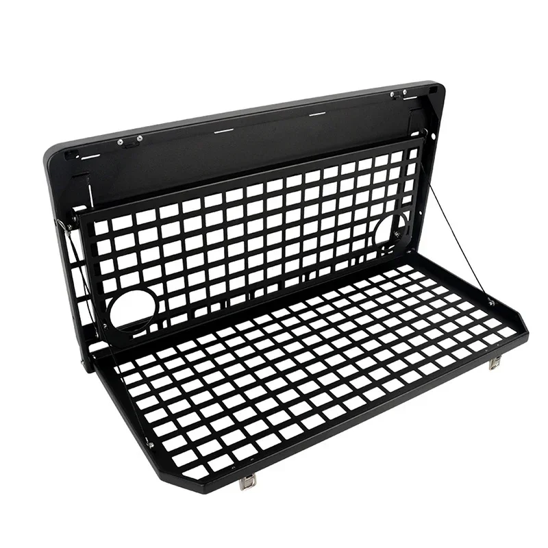 2-Tier Tailgate Table Rear Foldable Storage Cargo Rack Outdoor Camping Desk for Jeep Auxiliary Equipment