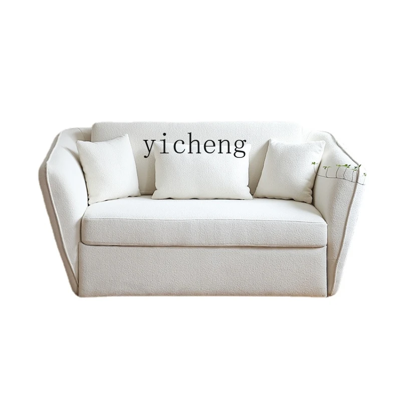 ZK Sofa Bed Bed with Rollers Small Apartment Cream Sofa Double Living Room Balcony Sofa Foldable Bed Changing