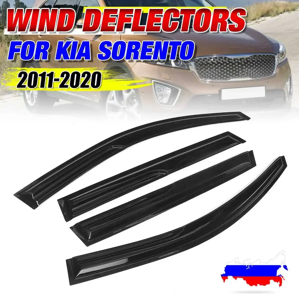 4x Car Side Window Deflector For Kia Sorento 2011-2015 2015-2020 Wind Visor Vent Sun Rain Shields Deflectors Weathershields