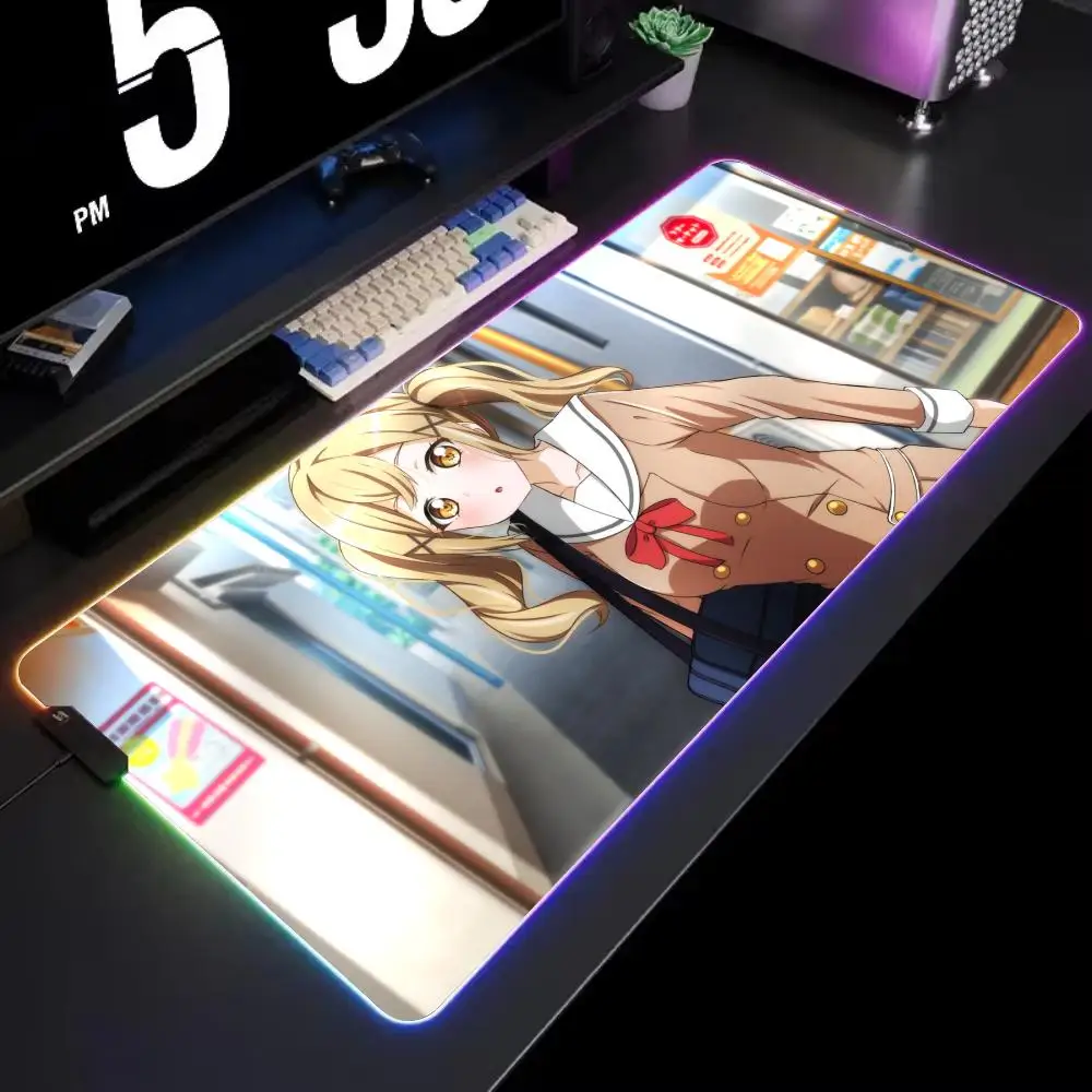 

Коврик для мыши Arisa Lchigaya, игровой RGB-коврик для стола, светодиодный коврик для мыши с подсветкой, игровые аксессуары, большой коврик для мыши