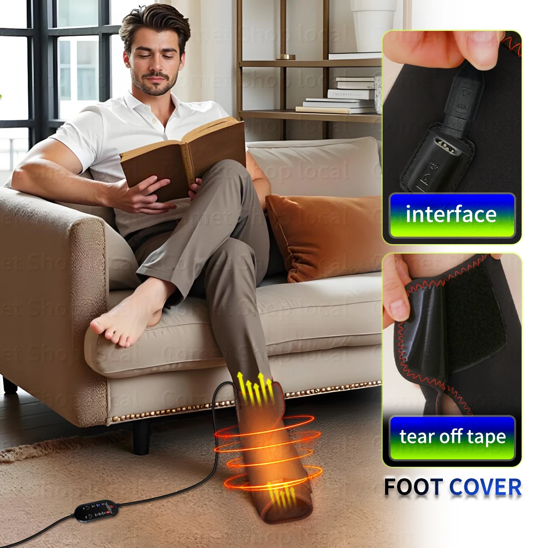 Heating Foot Ankle Wrap with Vibration Massager Full Coverage Electric Heated Foot Pad Foot Warmer for Muscle Relaxation