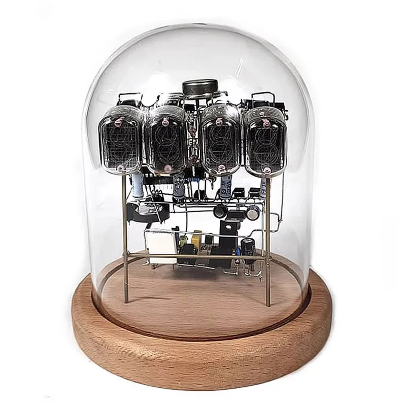 Handmade IN12 Glow Tube Clock Desktop Ornament Retro Cyberpunk Nixie Digital LED Clock Creative DIY Circuit Scaffolding Gift