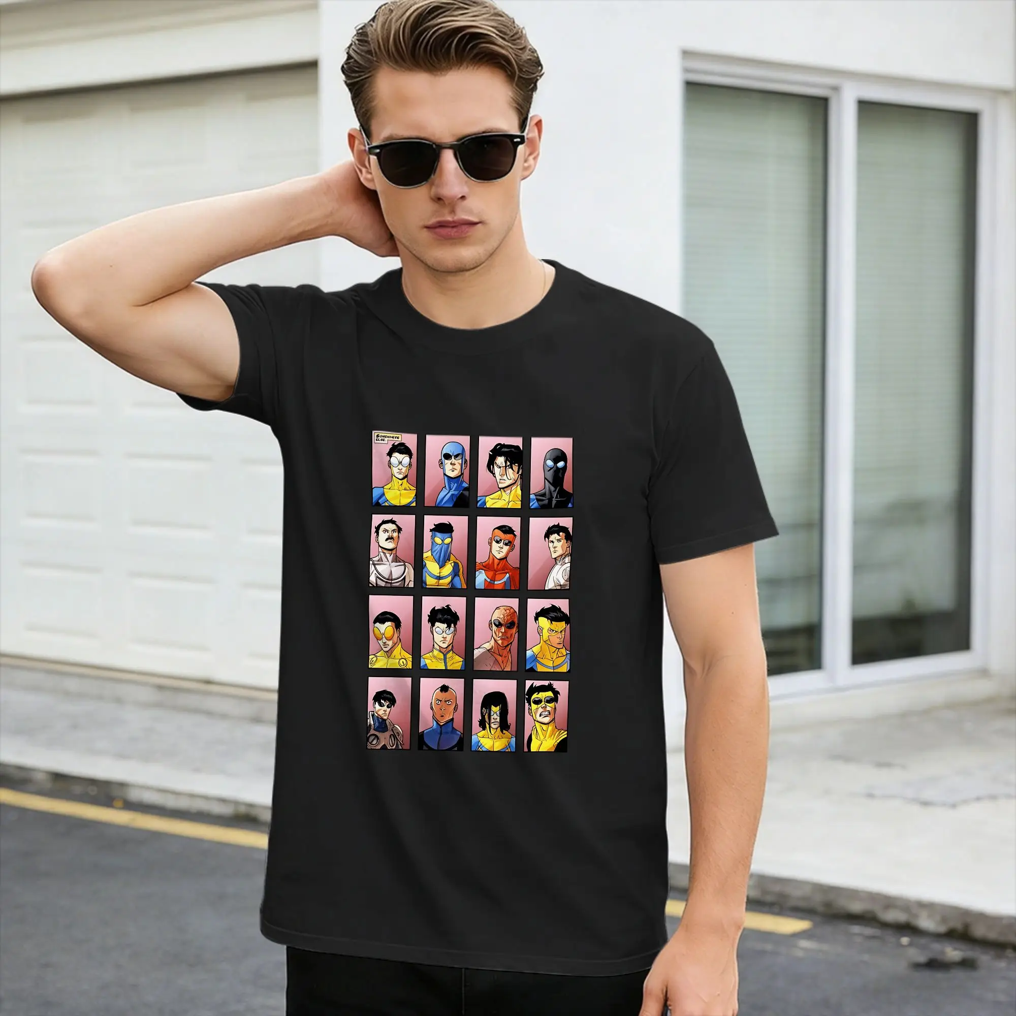 Mens T Shirt Comic I-Invincible Hero T Shirts Trendy Cool  Beach Tees Funny 100 Cotton Tops Plus Size,
