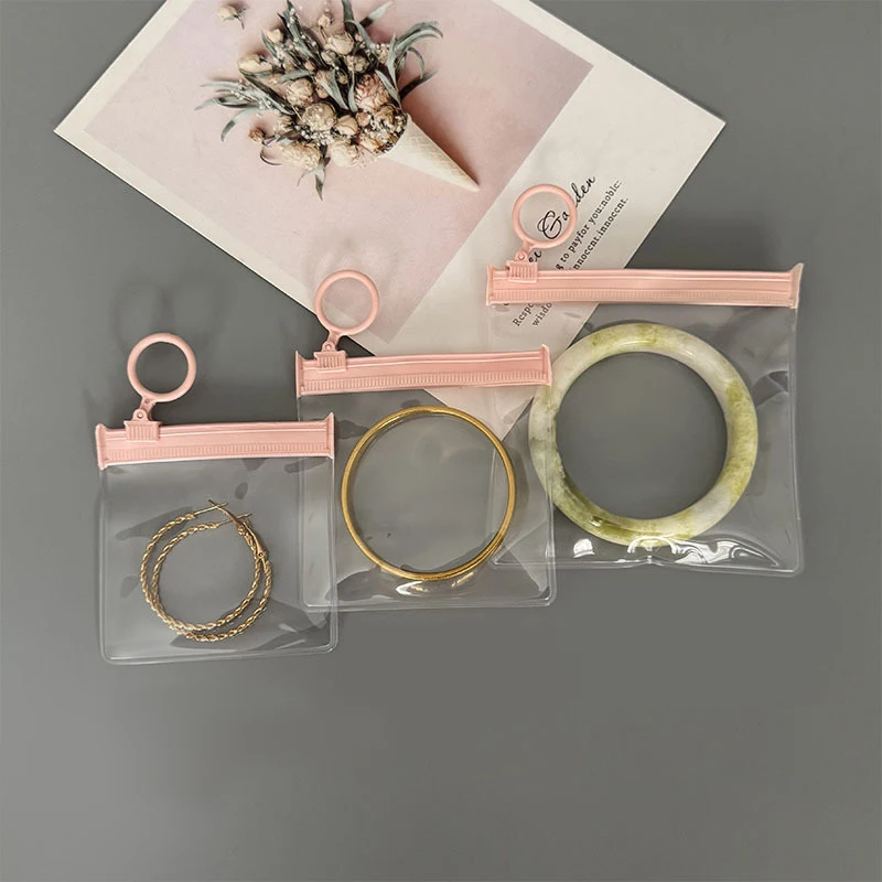

50 шт., 8/9/11 см, розовое кольцо, сумки для ювелирных изделий из ЭВА, прозрачные сумки на молнии для серег, браслетов, организация путешествий, подарочная упаковка, дисплей