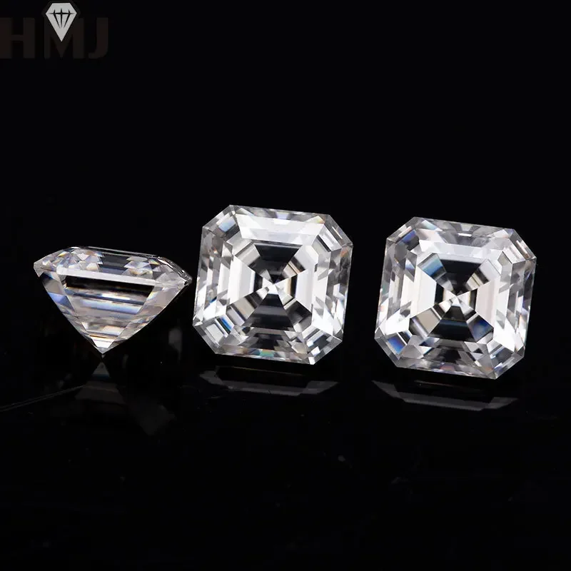 HMJ Moissanite Stones Factory Sale 0.15ct-10ct  Asscher GRA Certificate Charms Beads for Diy Jewelry Making