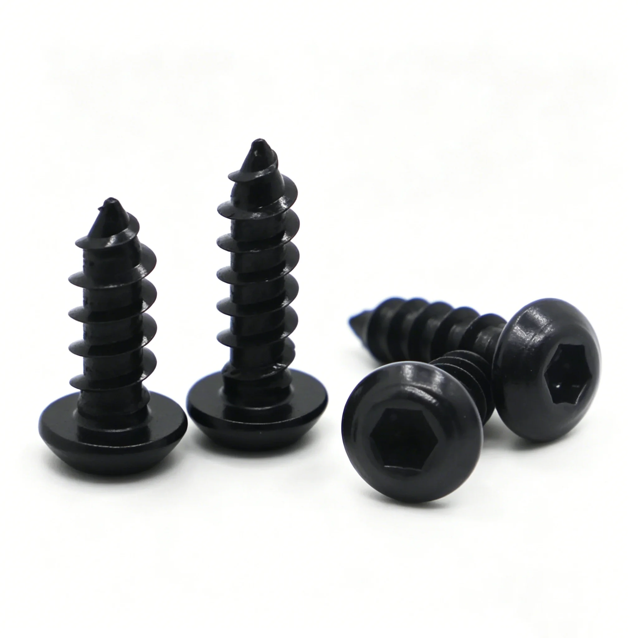 10-50pcs M2 M2.5 M3 M4 M5 M6 8.8 Grade Carbon Steel Pan Head Hex Socket Self Tapping Screws High Strength Round Head Fasteners