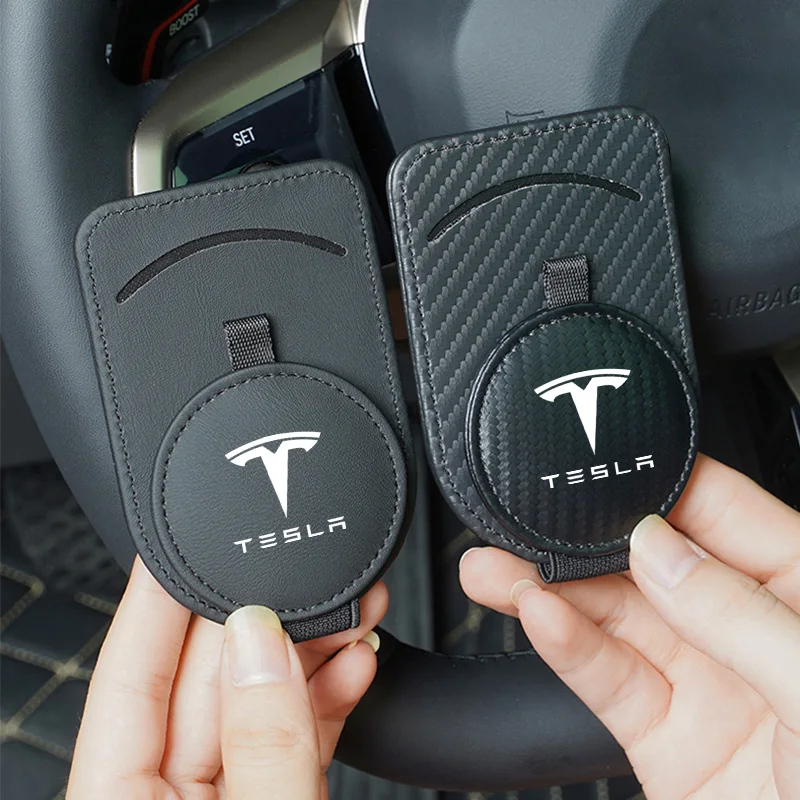 جودة الجلود نظارات السيارة كليب حامل بطاقة الهوية التخزين الداخلي ل تسلا نموذج 3 نموذج S نموذج X نموذج Y Cybertruck Roadster #1