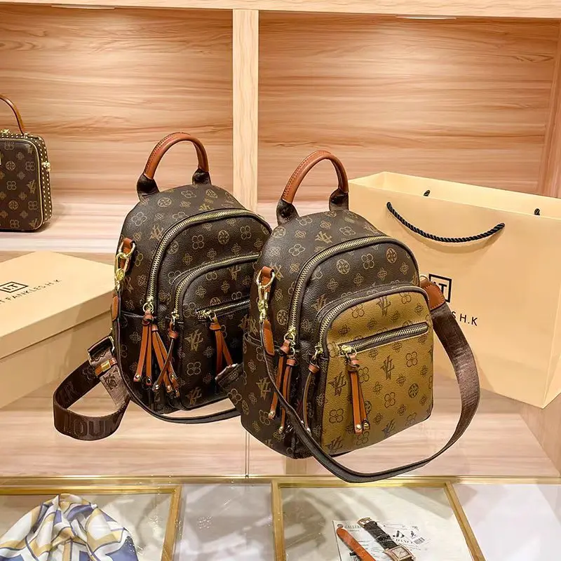 Luxury Brand Fashionable Vintage Letter Large Capacity Backpack with Premium Texture Casual Versatile Travel Shoulder Bag