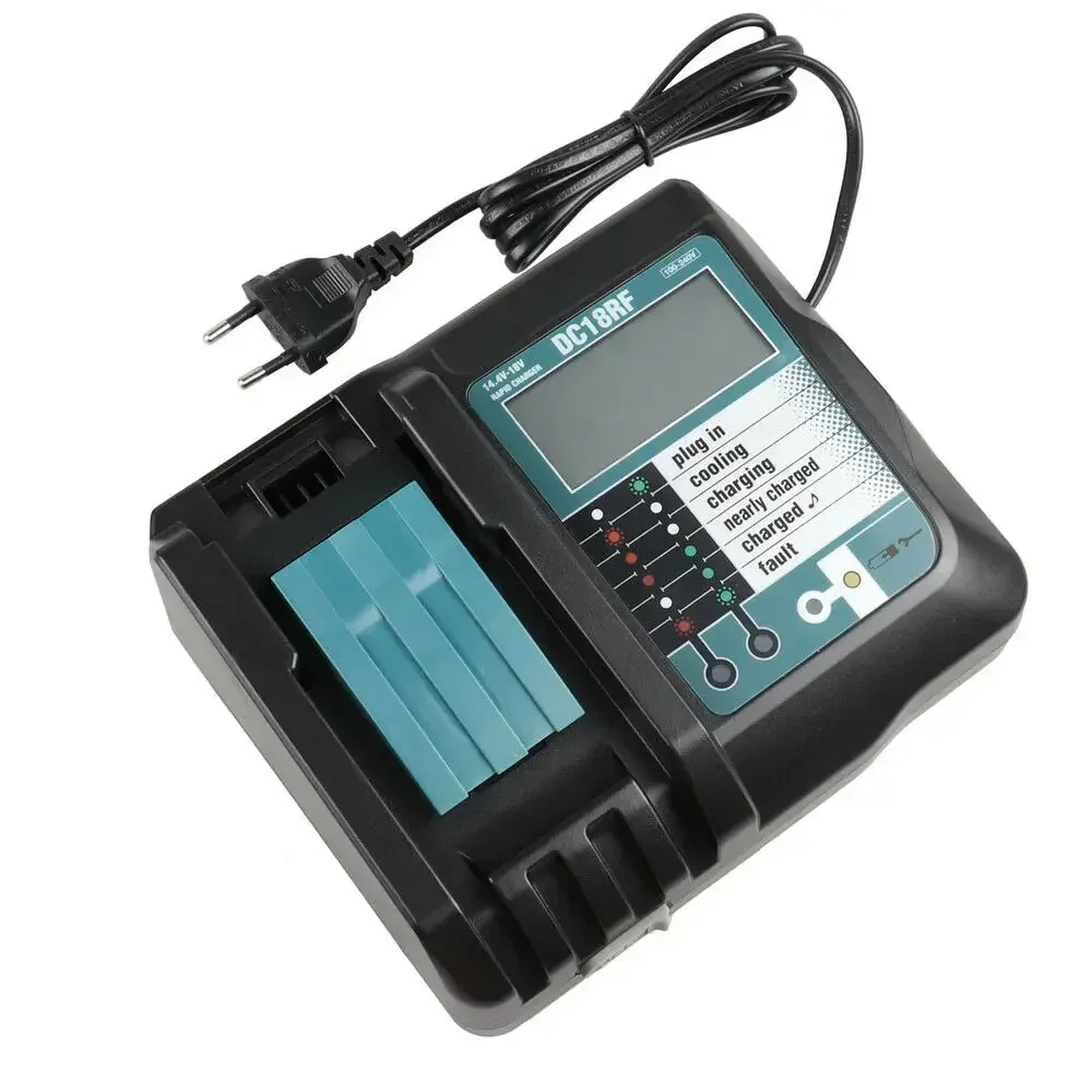 18VRF Battery Charger 3A For Makita 14.4V 18V Bl1830 Bl1430 BL1860 BL1890 Tool Power Charger USB Prot 18VRF Cooling Fan