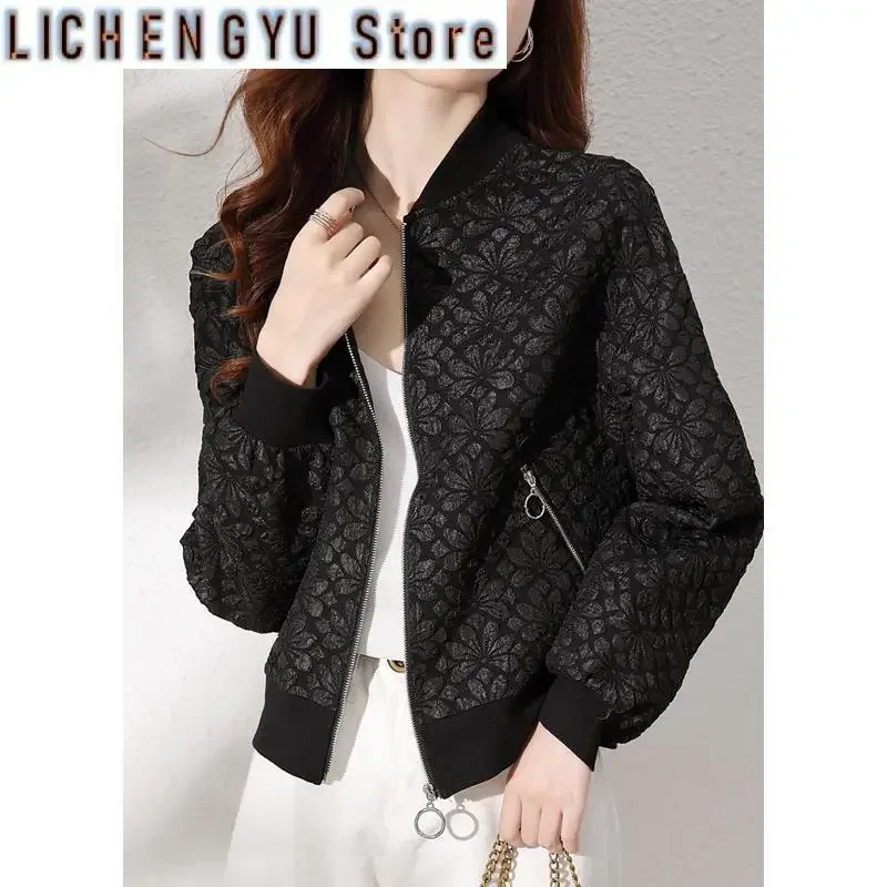 

Spring Autumn Women Jacket New Korean Casual Zipper Short Cardigan Female Loose With Chic Baseball Uniform Female Outerwear