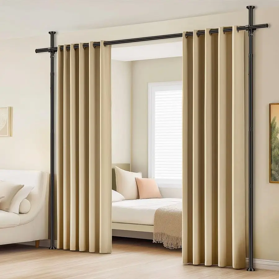 

Divider Tension Curtain Rods No Drilling Room Separator for Space Partition Adjustable W 35100inH 43120in, Heavy Duty Temporary