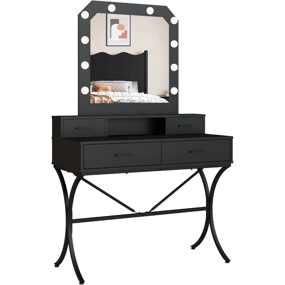 

Furnitures Mini Dressing Table Set With Mirror Drawers Dresser Bedroom Furniture Makeup Vanity Desk Dressers for Bedroom Light