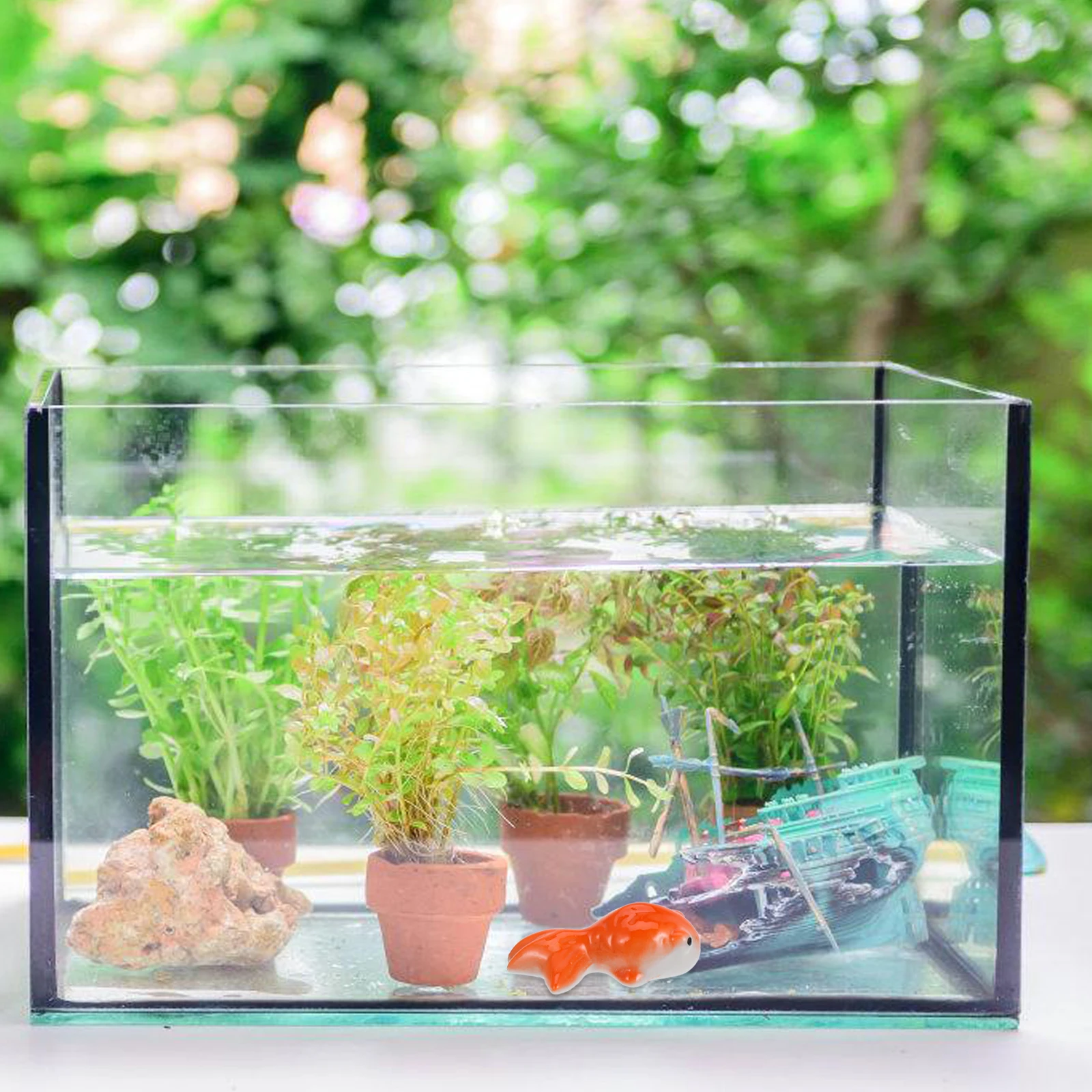 

Set of 2 Floating Ceramic Koi Fish Ornaments Large Red Orange Goldfish Garden Pond Decor Artificial Fish for Aquarium