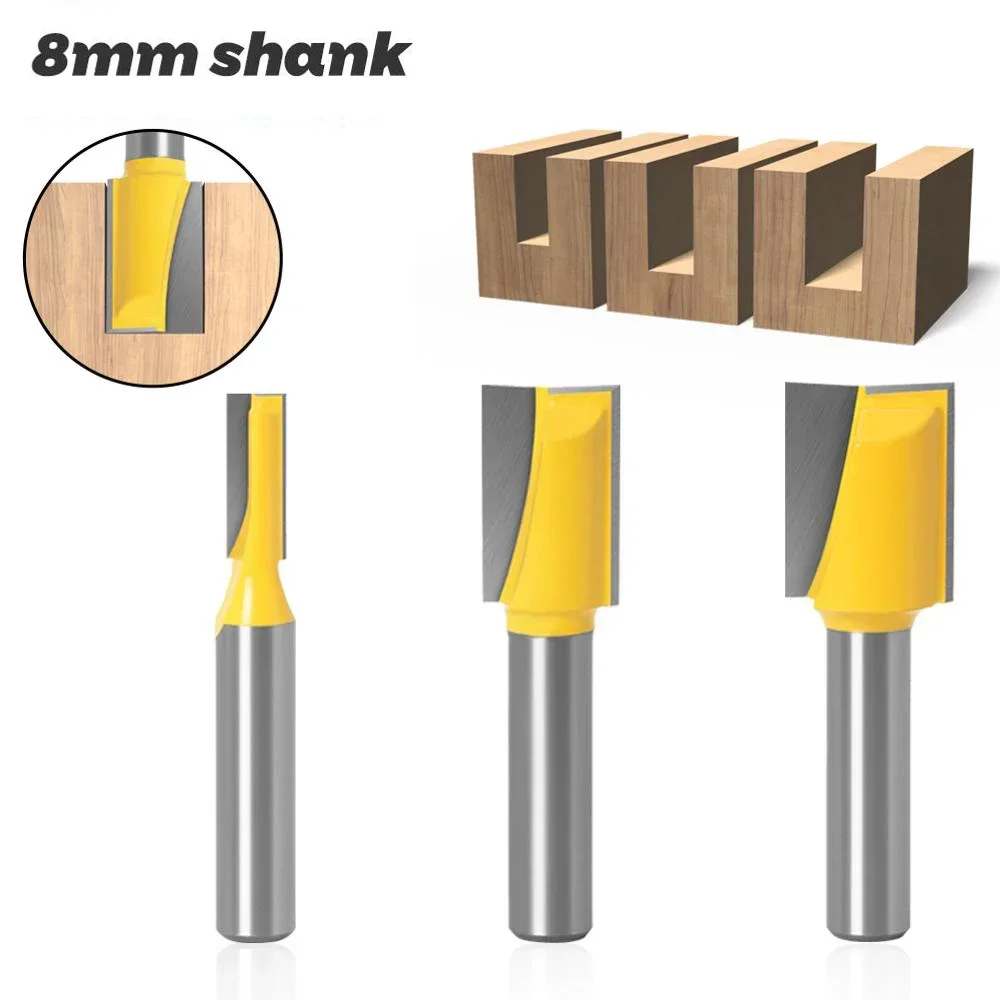 1PC 8MM Shank Milling Cutter Wood Carving Cleaning Bottom Engraving Bit Solid Carbide Router Bit Woodworking Tools Endmill