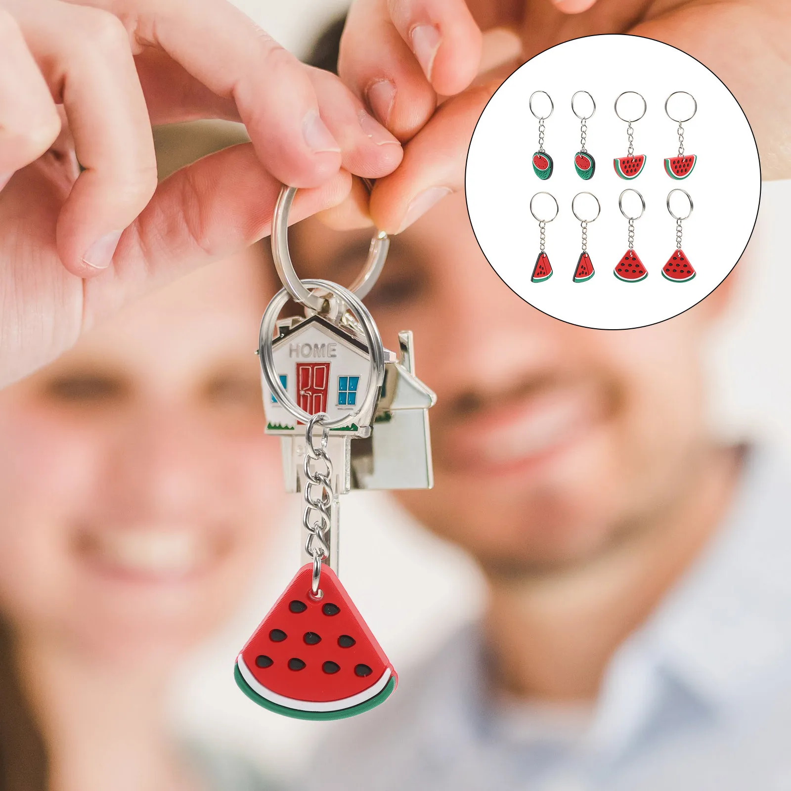 

8Pcs Fruit Pattern Watermelon Keychains PVC Hanging Bag Pendant Party Favor Decorative Keychain Charms Bulk Watermelon Keychains