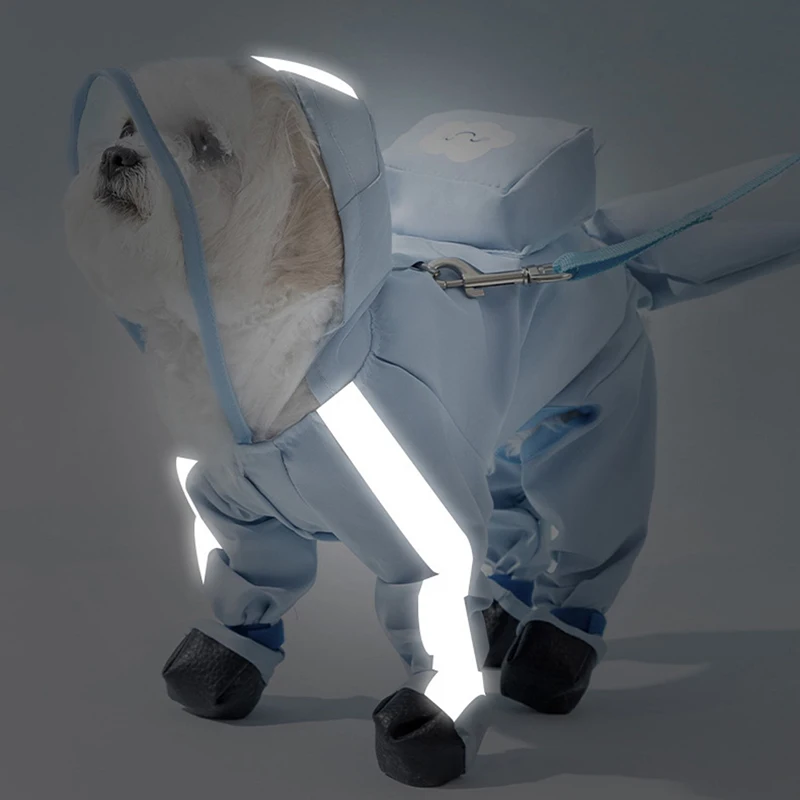 

Reflective Dog Clothes Puppy Summer Raincoat Four-Legged Waterproof All-inclusive Teddy Jumpsuits Bichon Rainy Day Dirty Goddes