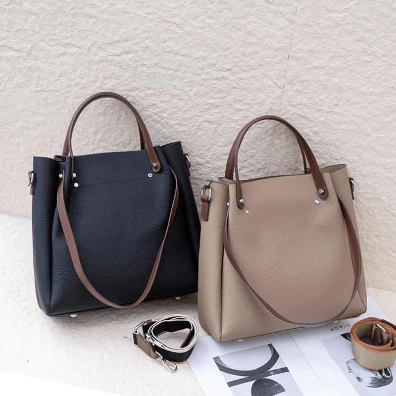 

Genuine Leather Fashion Women's Handbag Luxury Designer Brand Female Shoulder Crossbody Bags Large Ladeis Bucket Bag for Woman