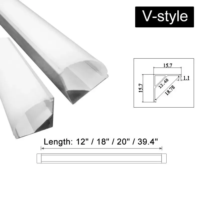 

100cm U/V/YW Shape Aluminum LED Channel Track Holder 1.8cm Wide 20Pcs For LED Strip Light Under Cabinet Night Lamp Kitchen