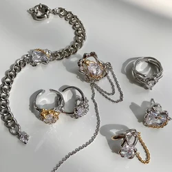 Brass With White Gold AAA Zircon Layered Chain Long Tessal Necklaces Women Jewelry Party T Show Designer Club Ins Japan Korean