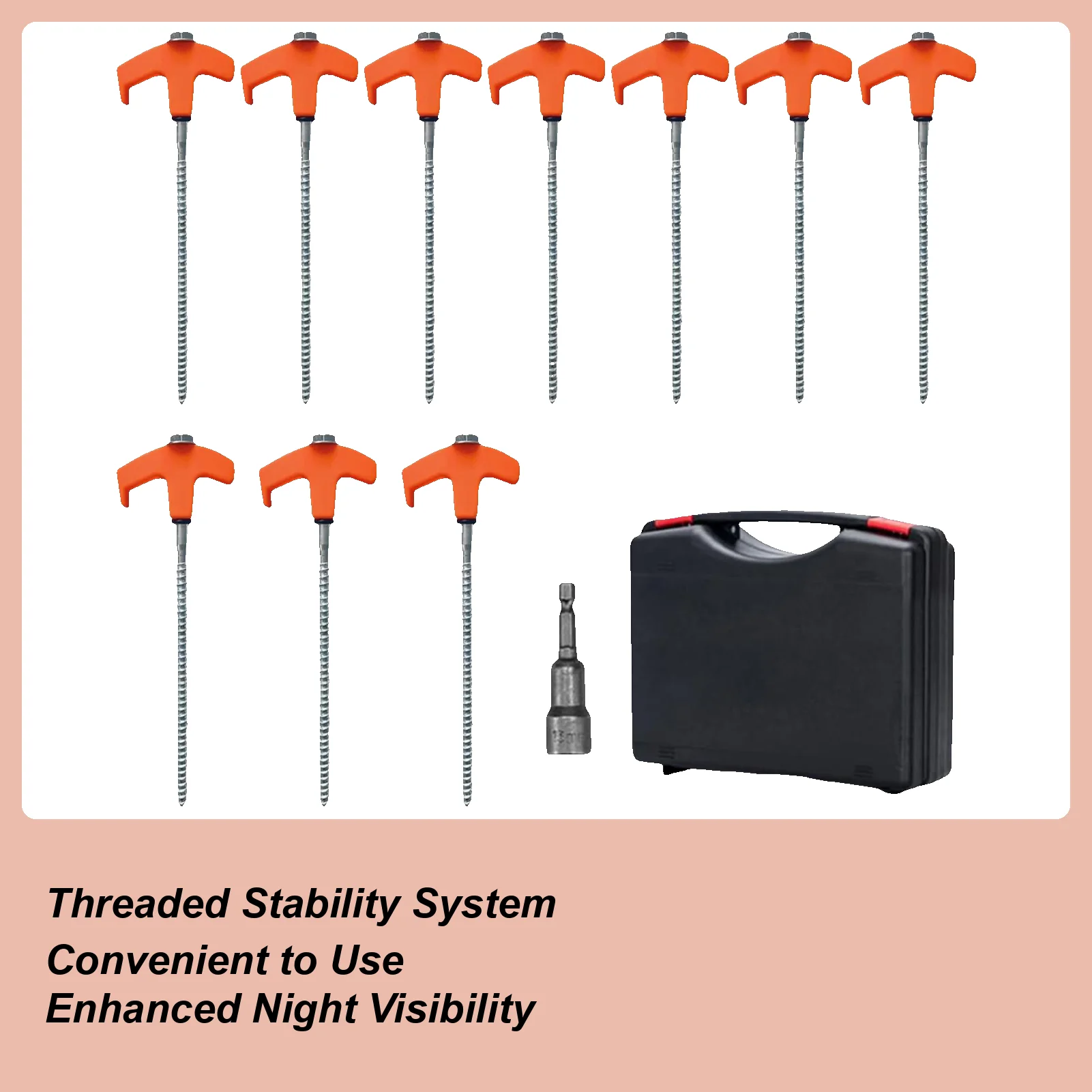 

Tent Stakes Luminous Screw in Tent Stakes 10 Piece Canopy Spikes Screw in for Camping Nails Accessories Garden Grassland