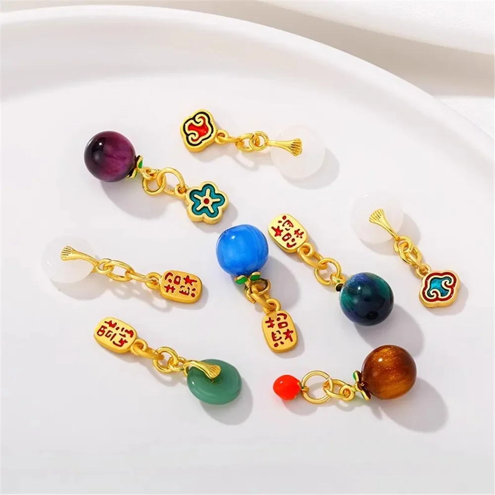 

Ancient Gold Drops of Safe Buckle Lotus Pendant Set Diy Handmade Bracelet Necklace Tail Chain Jewelry Accessories Materials L398