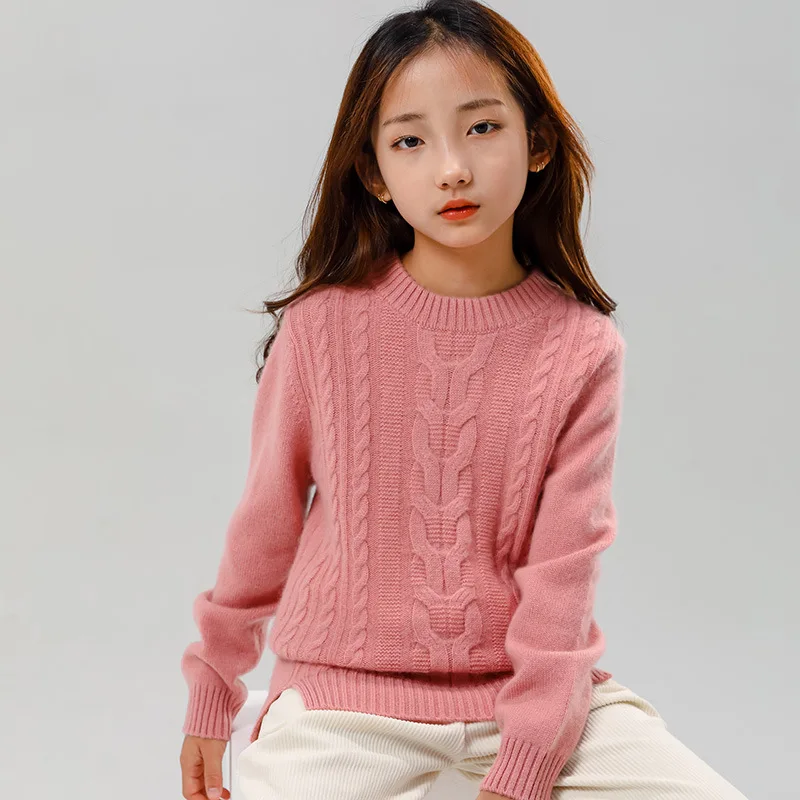 

High quality children Thickened insulation 100% cashmere knitted Boys and girls Round neck pullover Sweater Wool Knitted Sweater
