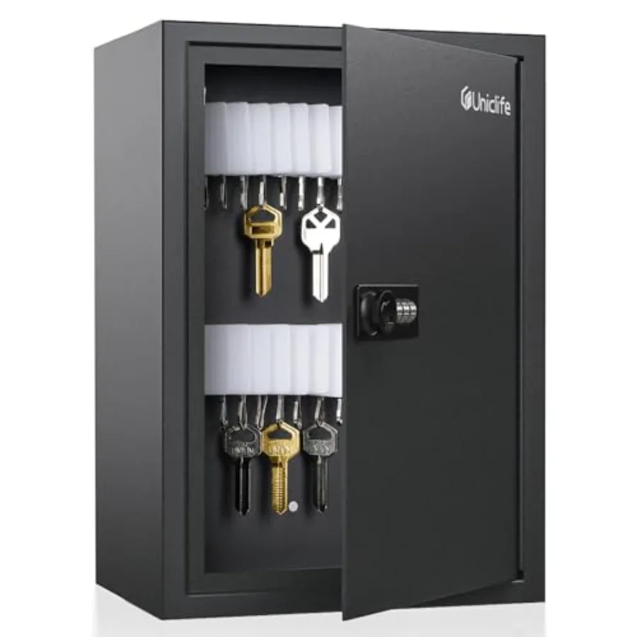 

40 Position Slotted Key Cabinet with Combination Lock Resettable Digital Security Storage Box Steel Key Organizer with Slotted