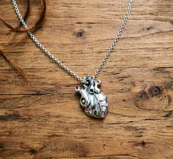 Gothic Anatomical Heart Necklace Anatomy Steampunk Cardiac Pendant Punk Jewelry