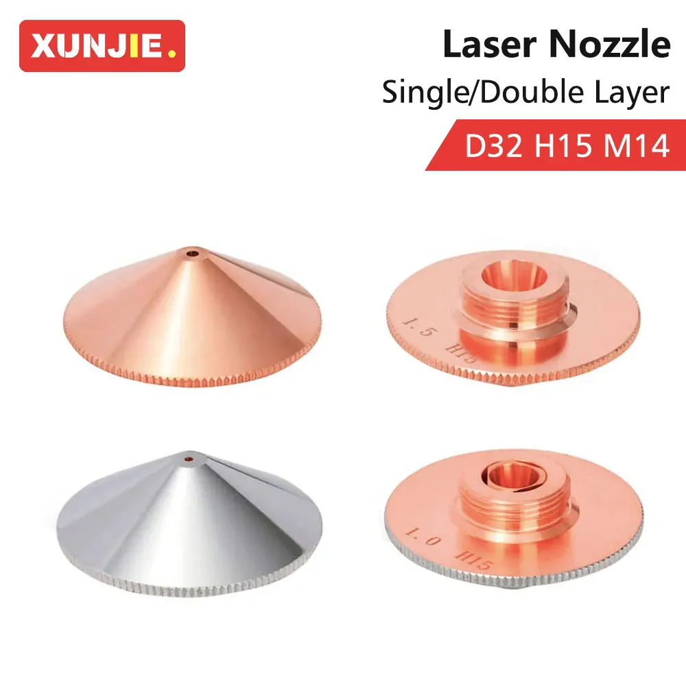 XUNJIE Raytools Laser Nozzle Dia.32mm M14 Single Double Layer Caliber 0.8-5.0mm for Raytools Bodor Fiber Laser Cutting Head