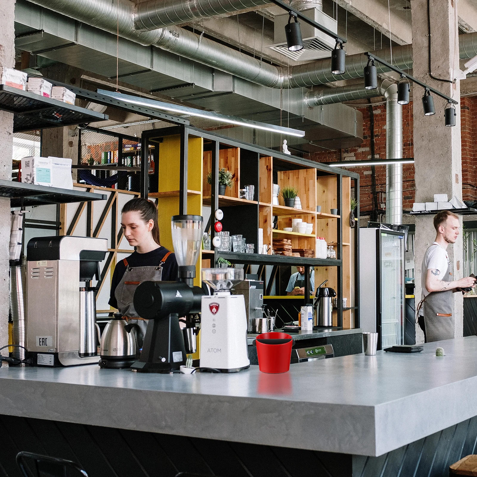 

1Pcs Coffee Red Espresso Knock Bucket Non-Slip Bottom High Quality Coffee Grounds Disposal Container