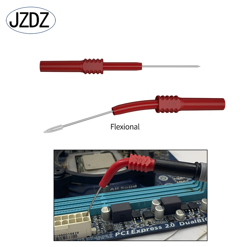 Imagem -05 - Jzdz-pontas de Teste Flexíveis Pontas de Sonda de Teste Conector Elétrico Plugue Banana Fêmea Agulha Multimétrica mm mm Peças