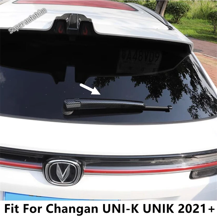 

Car Rear Windshield Window Wiper Decorative Sequins Cover Trim For Changan UNI-K UNIK 2021 - 2024 ABS Carbon Fiber Accessories