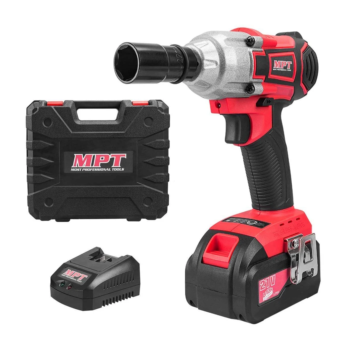 MPT 21V 4.0Ah Powerful  Rapid Charging Brushless Li-ion Cordless Wrench Impact Wrench