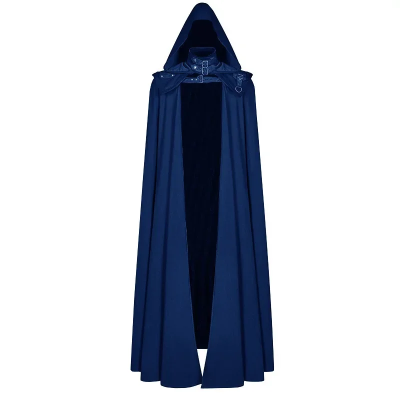 Unisex Medieval Hooded Jacket Gothic Cape Coat Men Women Hooded Long Trenches Halloween Cosplay Wizard Death Cloak Robe Costume