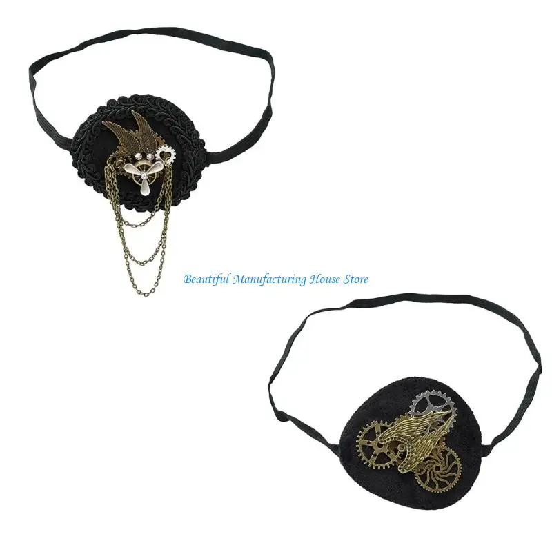 

E56A Steampunk Eye Cover For Costumes Quick Adjust Elastic Band Lightweight Costume Accessories Breathable