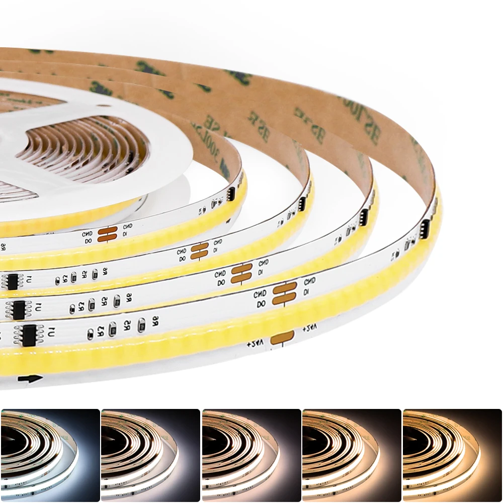 

COB CCT WS2811 IC SPI LED Strip Light Addressable 576LEDs High Density 2700K to 6500K Flexible FOB Tape RA90 10mm DC24V