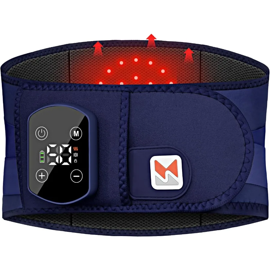 

Беспроводная грелка для облегчения боли в спине 40, перезаряжаемый поясничный массажер с регулируемым нагревом вибрационным нагревательным поясом для талии