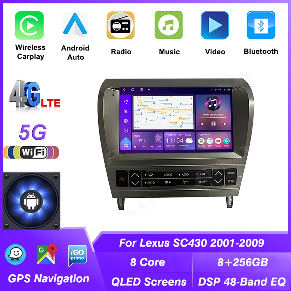 Immagine 4: Autoradio Android 15 con Schermo IPS per SC430 2001-2009, Carplay 2 DIN, Stereo, Navigazione e Unità Multimediale