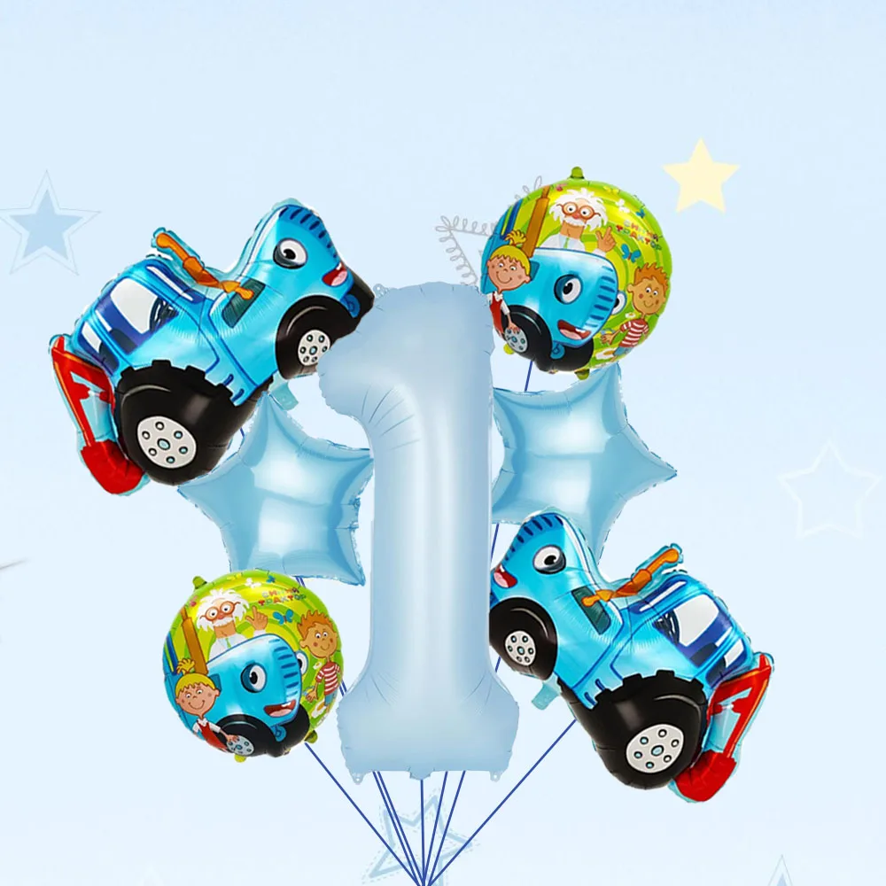 Blaues Traktor-Zahlen-Ballon-Set, geeignet für Geburtstage, Babypartys, Jubiläen