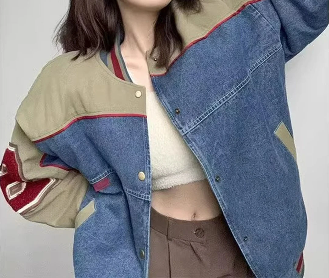 سترة ريترو لربيع وخريف 2025 بتصميم نسائي بألوان متباينة وربط كاوبوي متعدد الاستخدامات #1
