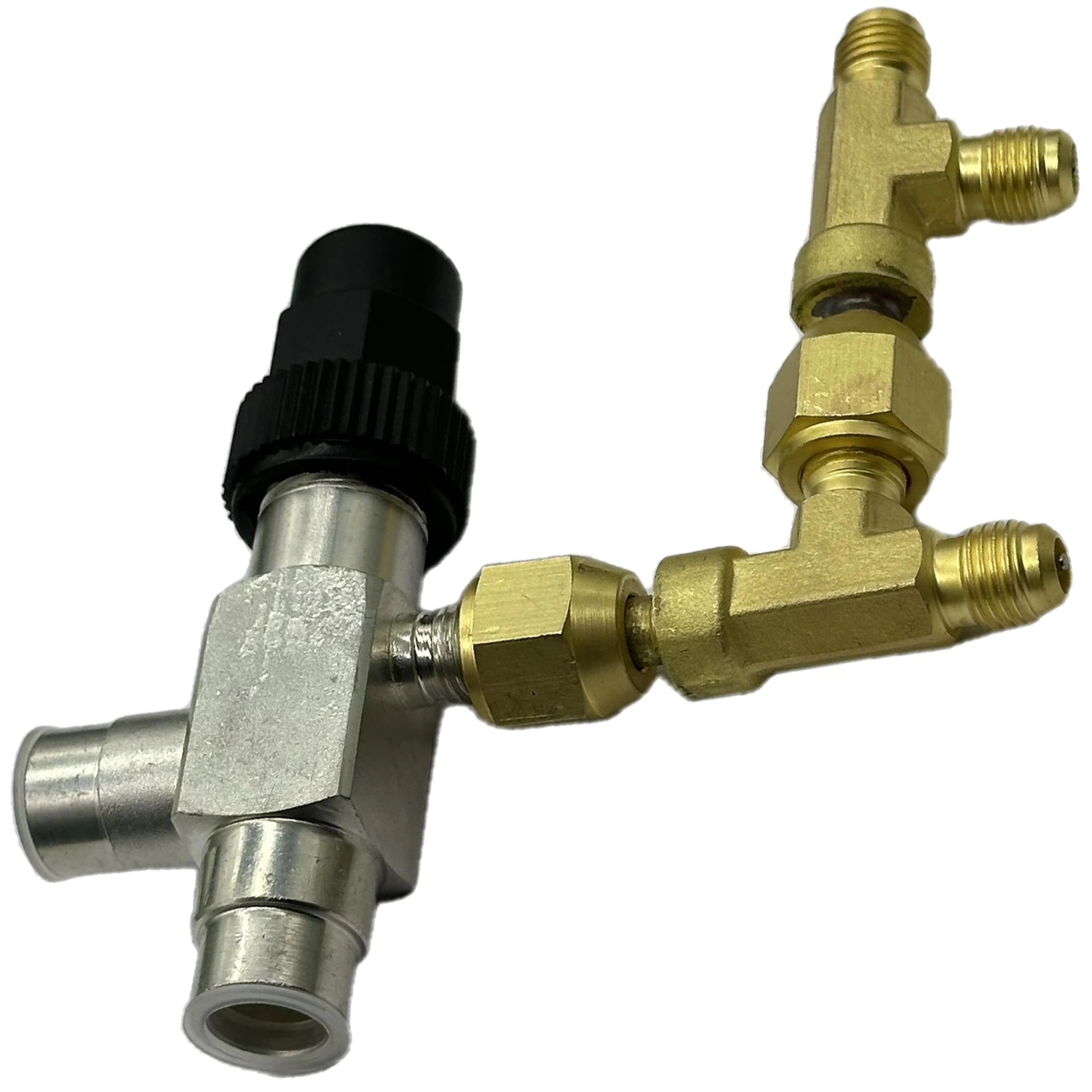 Schrader swivel TEE with nut and depressor is nice design for pressure transmitter & cartridge pressure switch in refrigeration