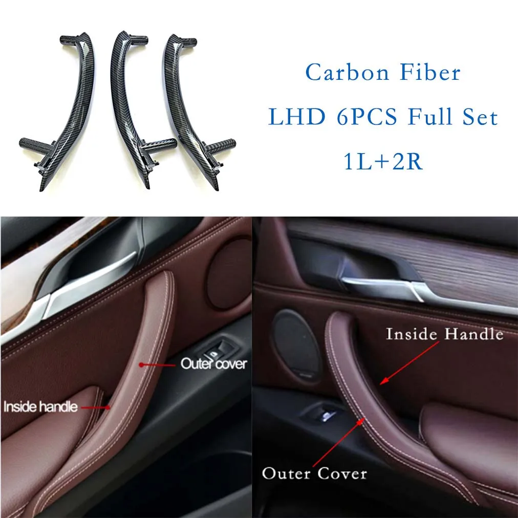 For BMW X5 X6 F15 F16 2014-2018 Inner Door Handle Leather Cover Full Set LHD