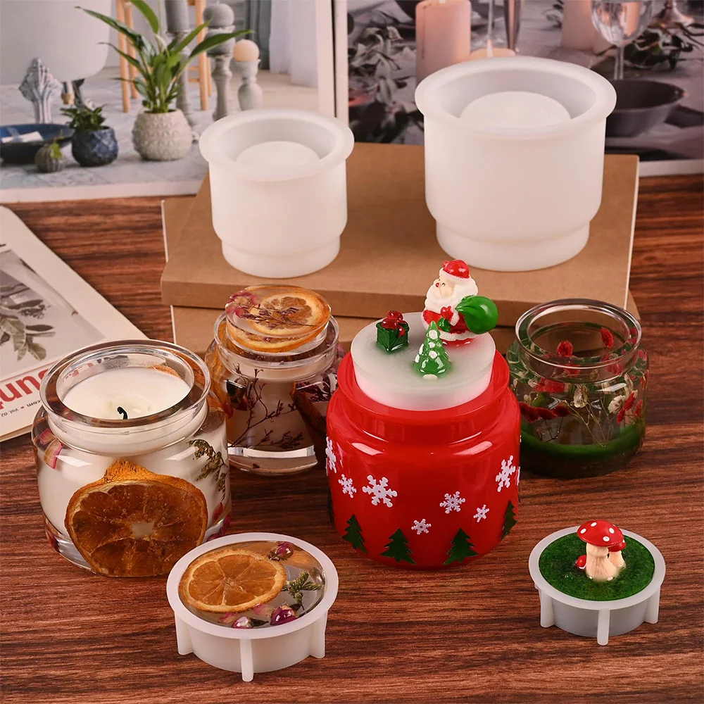 DIY Crystal Epoxy Resin Storage Jar Mold, Storage Bottle Silicone Mold With Lid For Decoration, Jewelry Storage, Candle Jar