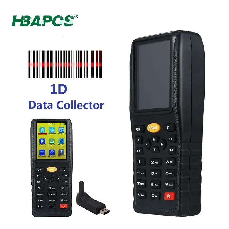 HBAPOS Data Collector PDA Handheld Wireless Mini Barcode Scanner Reader 1D Laser Bar Code POS Terminal For Logistics Warehouse